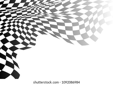 Checkered flag wave gradient on white for sport race championship business success vector background illustration.