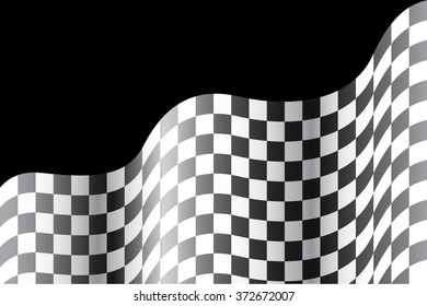 Checkered flag wave on black background vector illustration for sport design background.