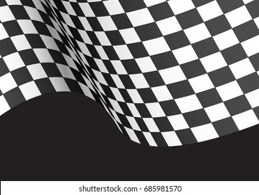 Checkered flag wave on black design for sport race championship winner background vector illustration.