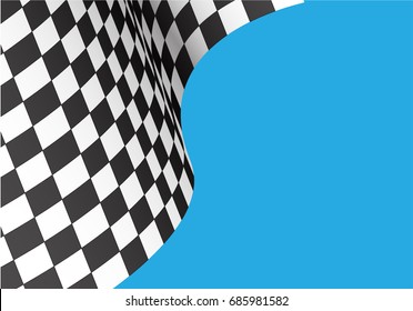 Checkered flag wave on blue blank space for text place design for sport race championship winner background vector illustration.