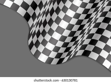 Checkered flag wave on gray design race championship background vector illustration.