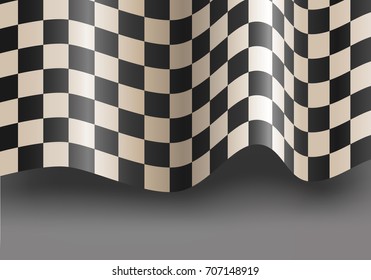Checkered flag wave on gray design sport race championship background vector illustration.