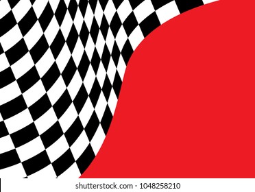 Checkered flag wave on red blank space design for sport championship business background vector illustration.