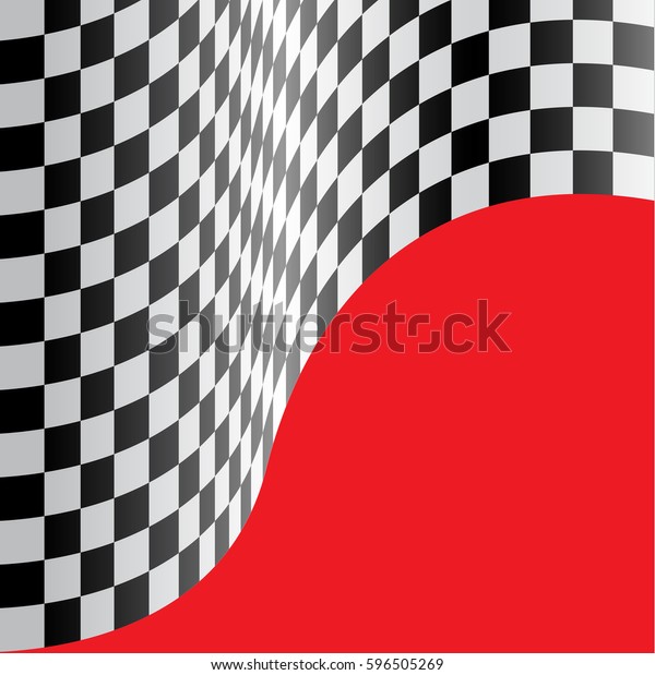 Checkered flag wave on red design for race \
background vector\
illustration.