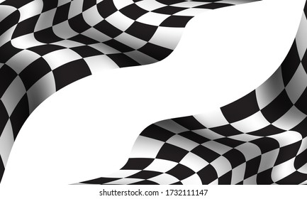 Checkered flag wave on white blank space for sport championship business success background vector illustration.