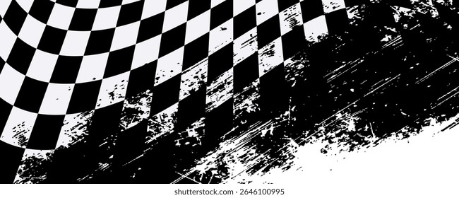 Checkered flag wave on white background design for sport race championship vector illustration.