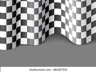 checkered flag wave on white for sport race background vector illustration.