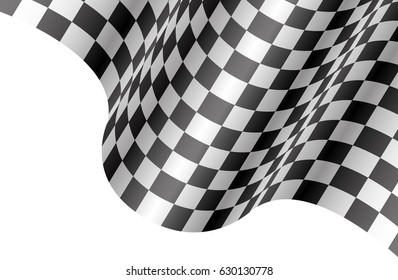 Checkered flag wave on white design race championship background vector illustration.