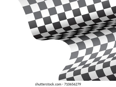 Checkered flag wave on white blank space for text place design for sport race championship and business success background vector illustration.