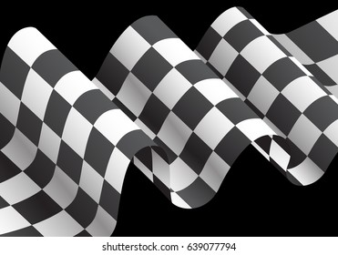 Checkered flag waving on black design for race championship background vector illustration.