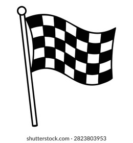 Checkered Flag Waving On Pole Illustration For Sports Event