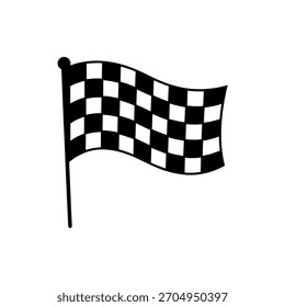 Bandera a cuadros ondeando representación simbólica de la victoria, el éxito y el logro que indica el final de la carrera o la competencia