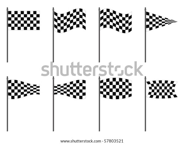 checkered flags collection against white\
background, abstract vector art\
illustration