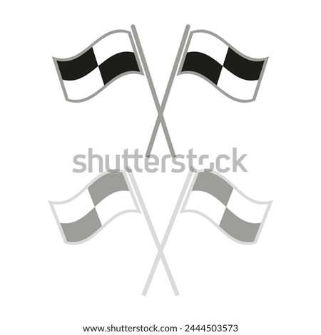 Checkered flags crossed. Racing finish symbol. Victory signal in motorsport. Vector illustration. EPS 10.
