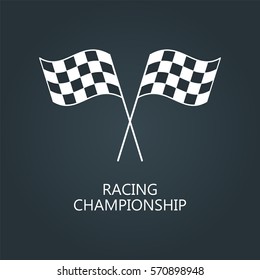 Checkered flags icon. Crossed black and white checkered flags Championship vector illustration.