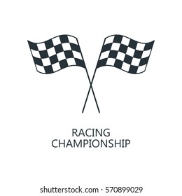 Checkered flags icon. Crossed black and white checkered flags Championship vector illustration.