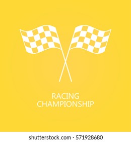 Checkered flags icon. Crossed black and white checkered flags Championship vector illustration.