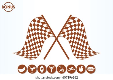 Checkered Flags Icon Vector.