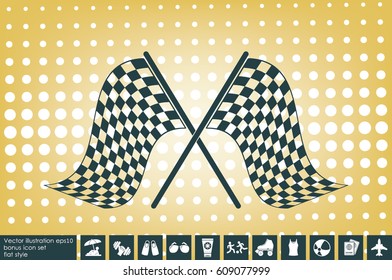 Checkered Flags Icon Vector.