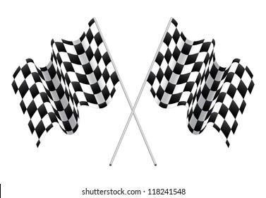 Checkered flags isolated on white