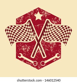 checkered flags over cream background vector illustration