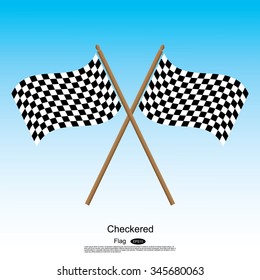 Checkered flags. Racing flag with blue background.
