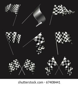 Checkered Flags set on black, 10eps