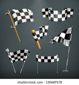 Checkered flags, vector set