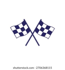 Checkered flags waving for victory, a minimalist icon of competition and success perfect for event promotions or branding designs, celebrating winning