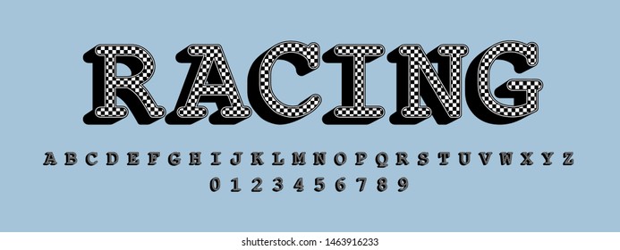  checkered font and numbers design.