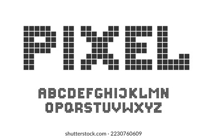 checkered font in pixel style.