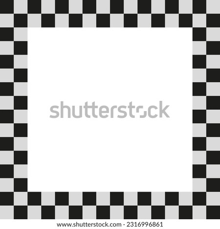 Checkered frame, border. photo frame with squares for racing or generic use. Empty squarish picture. Vector illustration. stock image.