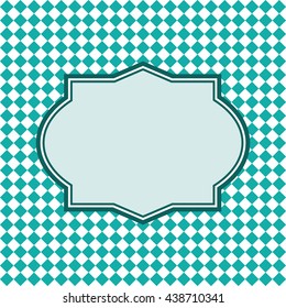 Checkered Frame with Embroidery Background with center for copy-space, Classic Checkered Frame