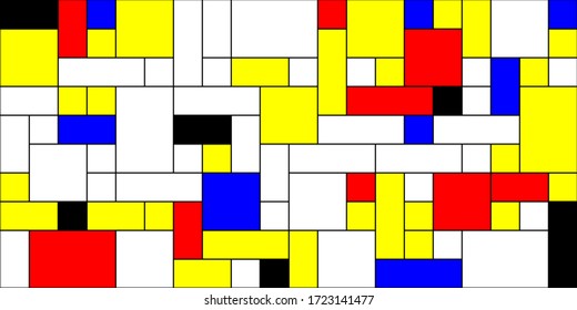 Checkered geometric abstract pattern. Mondrian style.