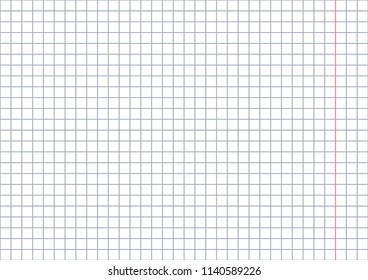 Checkered geometric background with gray lines. Sheet of school notebook. Vector illustration