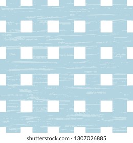 
Checkered geometric background for tablecloth, fabric, bedspread design. Check seamless vector patterns with a light blue cell on a white background. An illustration of a textured check.