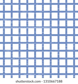 
Checkered geometric background for tablecloth, fabric, bedspread design. Check seamless vector patterns with a light blue cell on a white background.   