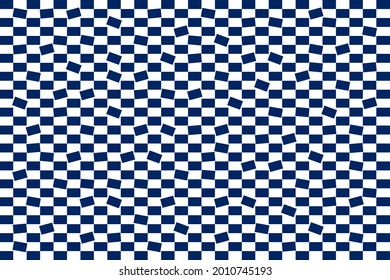 Checkered Geometric Trendy Style Background with Asymmetrically Shifted or Turned Rectangle Elements - Blue on White Backdrop - Vector Wallpaper Graphic Design