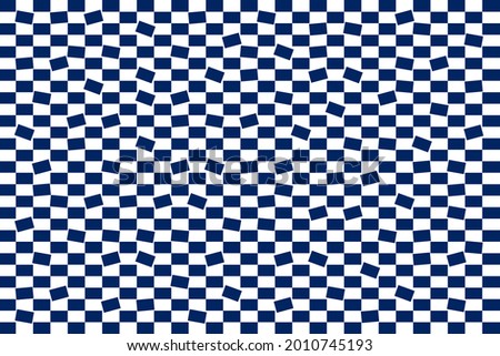 Checkered Geometric Trendy Style Background with Asymmetrically Shifted or Turned Rectangle Elements - Blue on White Backdrop - Vector Wallpaper Graphic Design