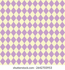 Checkered geometric vector pattern with purple and yellow diamonds