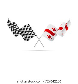 Checkered and Georgia flags. Vector illustration.