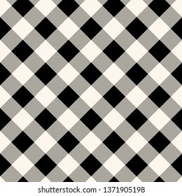 Checkered gingham fabric seamless pattern in blue grey and white, vector