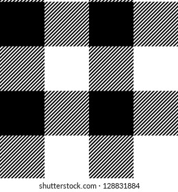 Checkered gingham simple fabric seamless pattern in black and white, vector