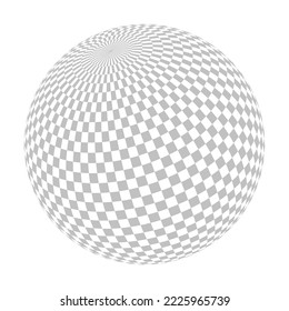 Checkered globe in light grey and white. 3D chess sphere. Vector illustration