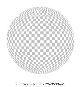 Checkered globe in light grey and white. 3D chess sphere. Vector illustration