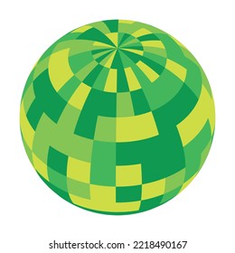 Checkered globe in shades of green