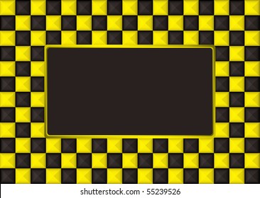 checkered gold and black picture frame with blank center
