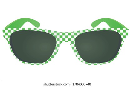 Checkered green sunglasses. vector illustration