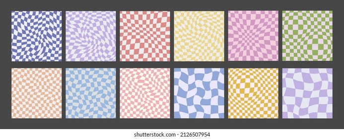 Checkered Groovy Backgrounds Collection. Y2k aesthetic. Funky Minimal Geometric Backdrops Collection.