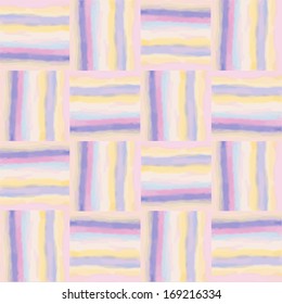 Checkered grunge striped colorful watercolor seamless pattern